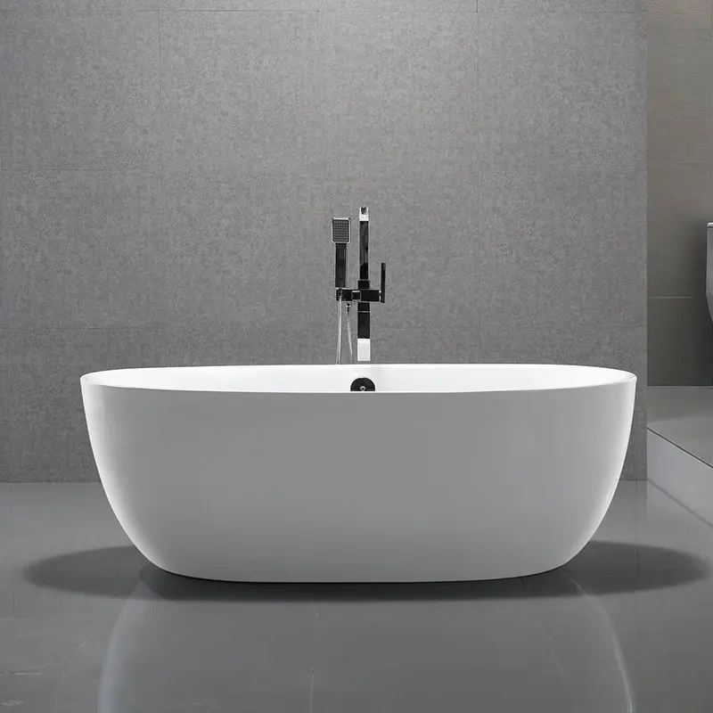 Modern Style Freestanding Bathtub Egg Shaped High Glossy White