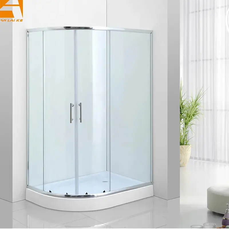 Affordable sliding door shower enclosure with curved base, left-right structure, model KF-2301C