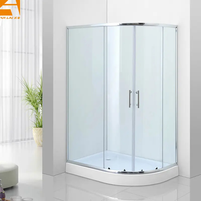 Affordable sliding door shower enclosure with curved base, left-right structure, model KF-2301C (2)