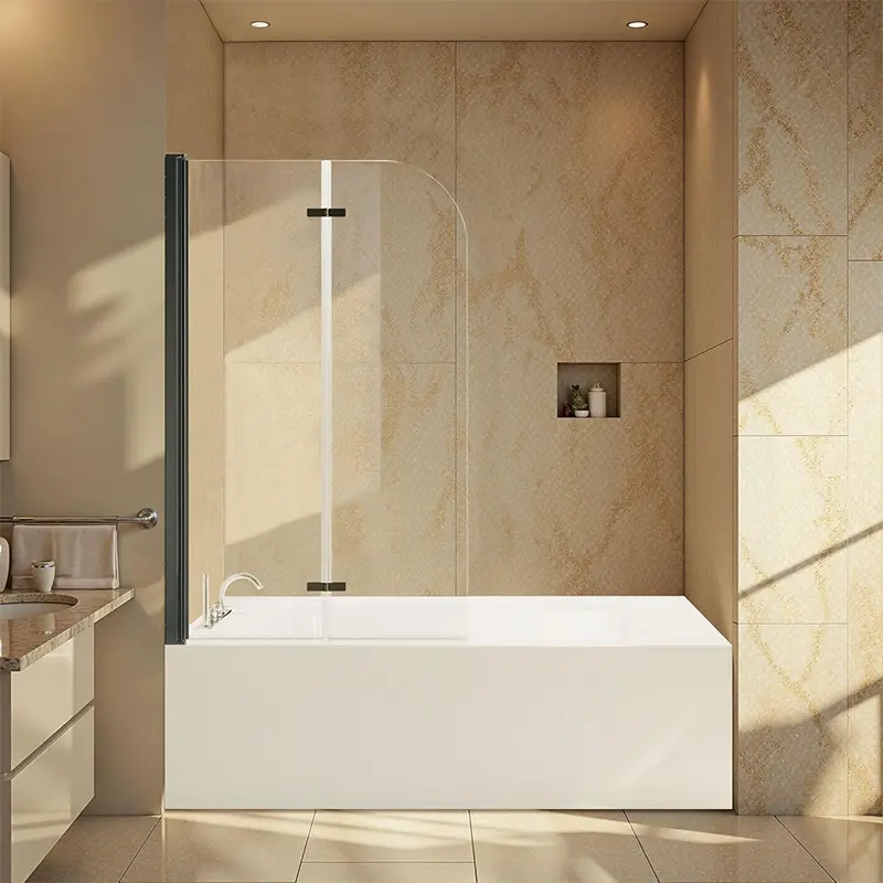 OEM Corner Shower tub door Folding door Clear Tempered Glass for bathroom