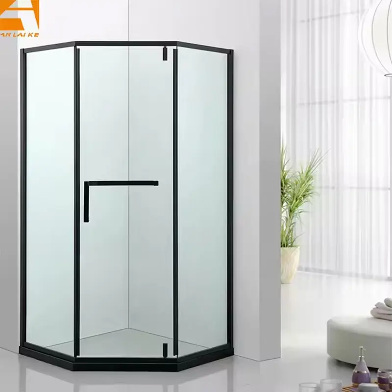 Matte black glass shower enclosure with pivot door, model KF-2308A