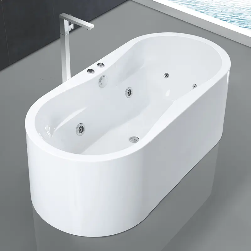 Oval White Massage Bathtub with Bluetooth New Style Whirlpool Bathtubs & Whirlpools Freestanding massage bathtub