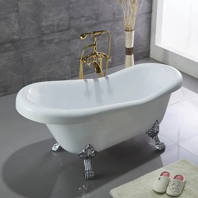 Modern Bathroom Bathtub with Clawfoot High Glossy White