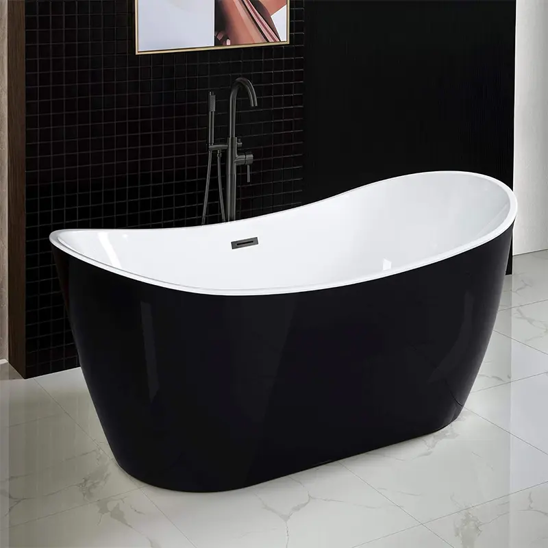 Luxury Oval Black Soaking Freestanding Bathtub